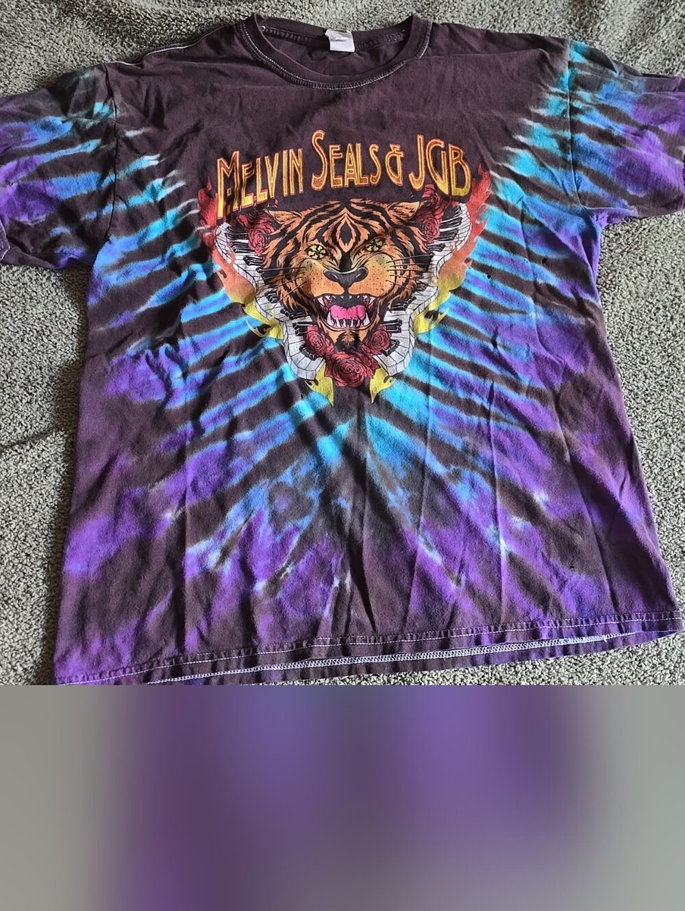 Melvin Seals & JGB 2017 Band Tee Purple & Blue Tie-Dye Tiger Graphic Tee